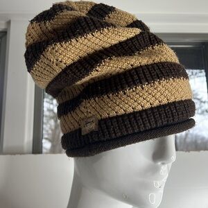 Screamer Knit Beanie Hat Brown Beige